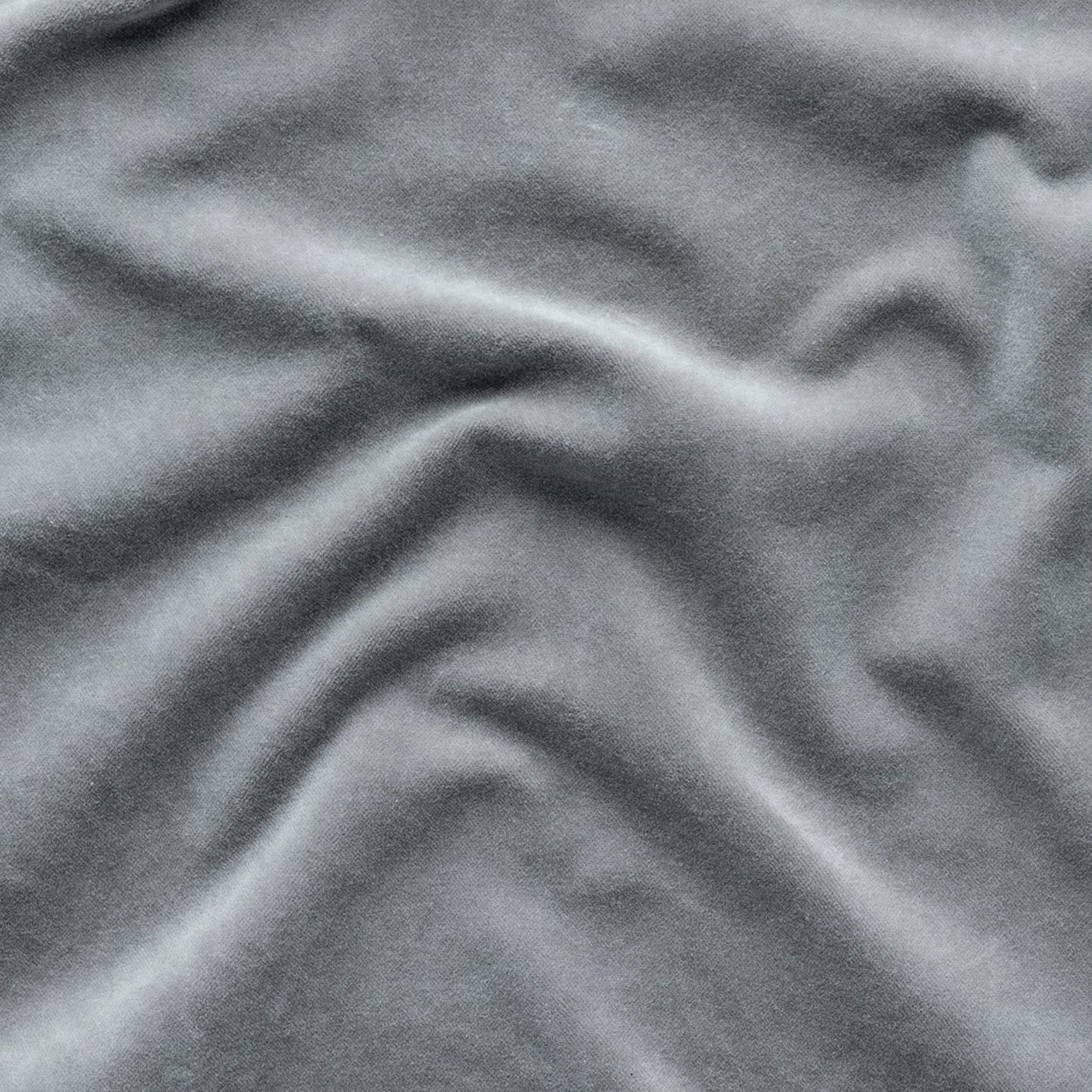 Mineral: A close up of cotton velvet in mineral, a soothing seafoam blue with subtle grey-green undertones.