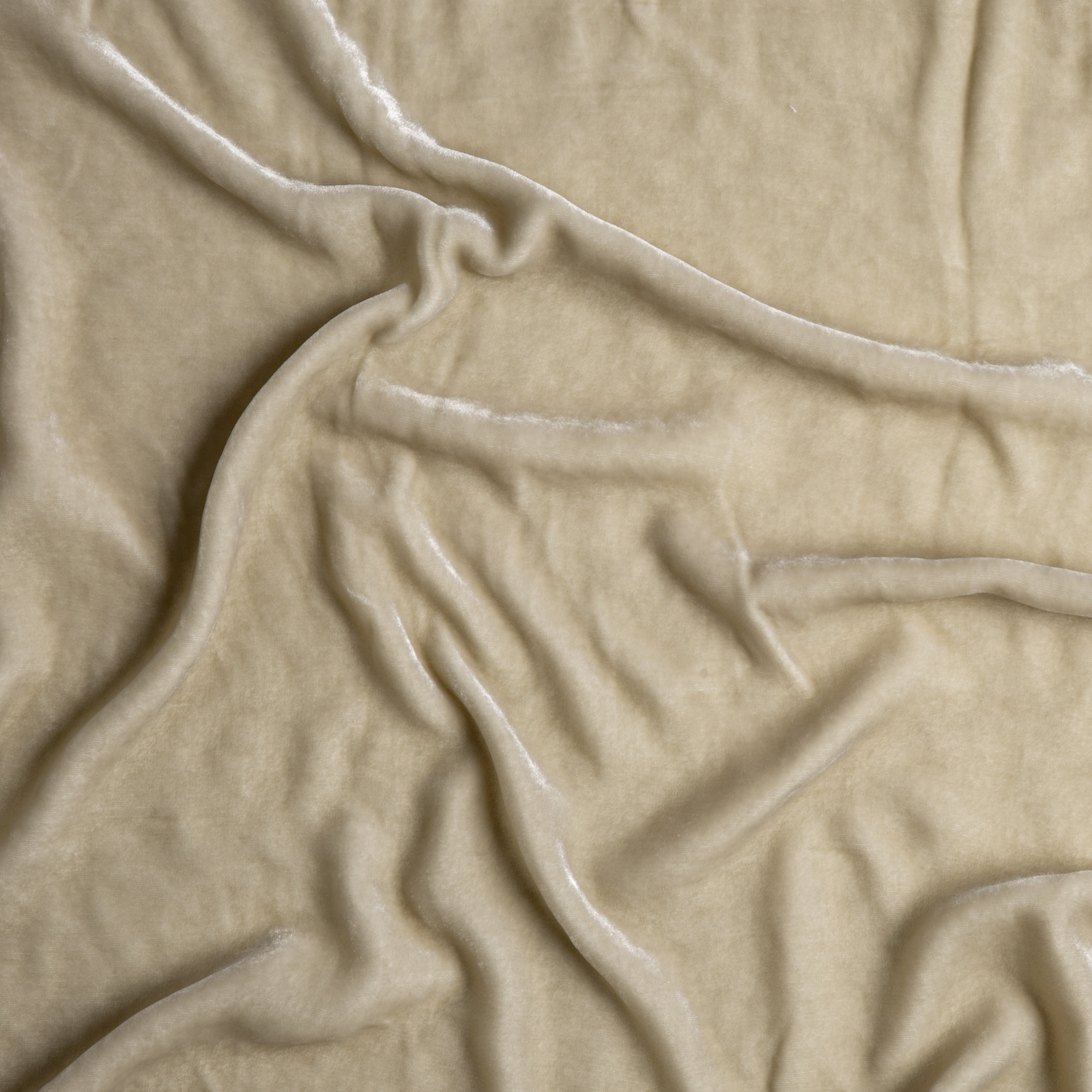 Parchment: A close up of silk velvet fabric in parchment, a warm, antiqued cream.