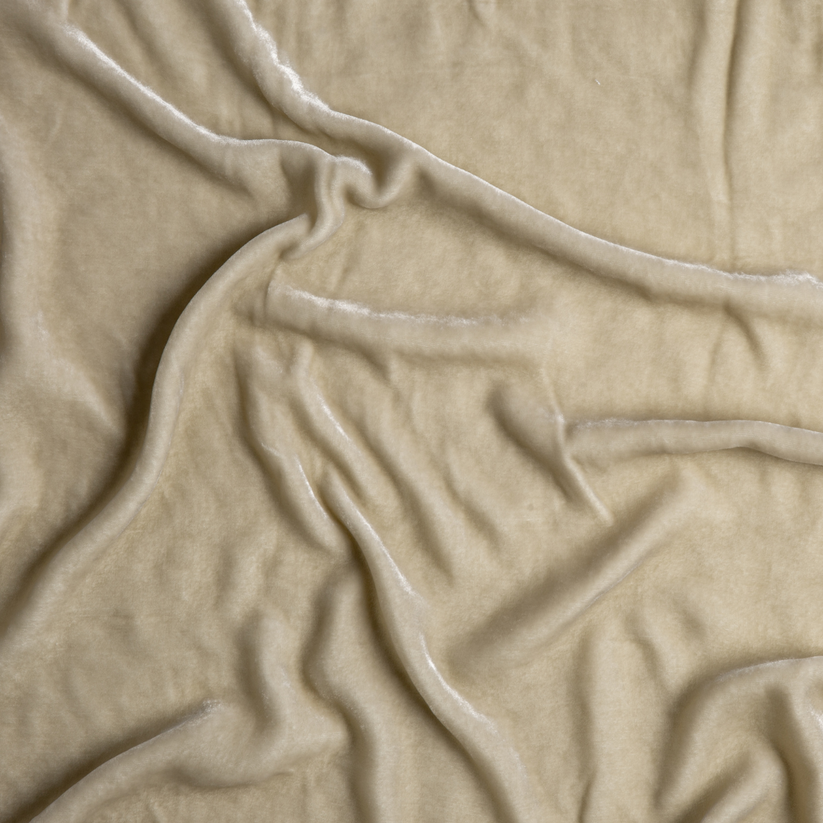 Parchment: A close up of silk velvet fabric in parchment, a warm, antiqued cream.