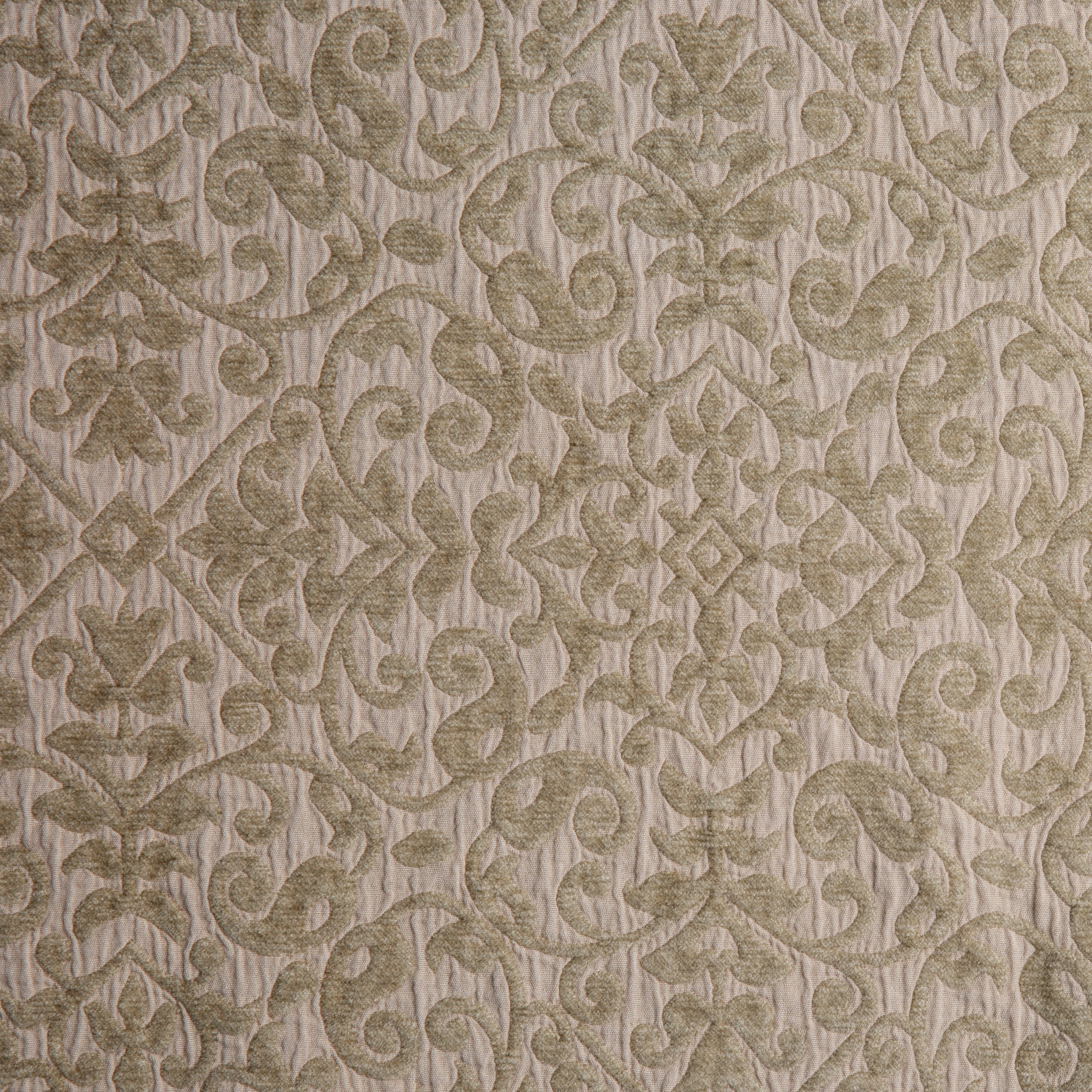 Honeycomb: A close up of cotton chenille fabric in honeycomb, a warm golden tone.
