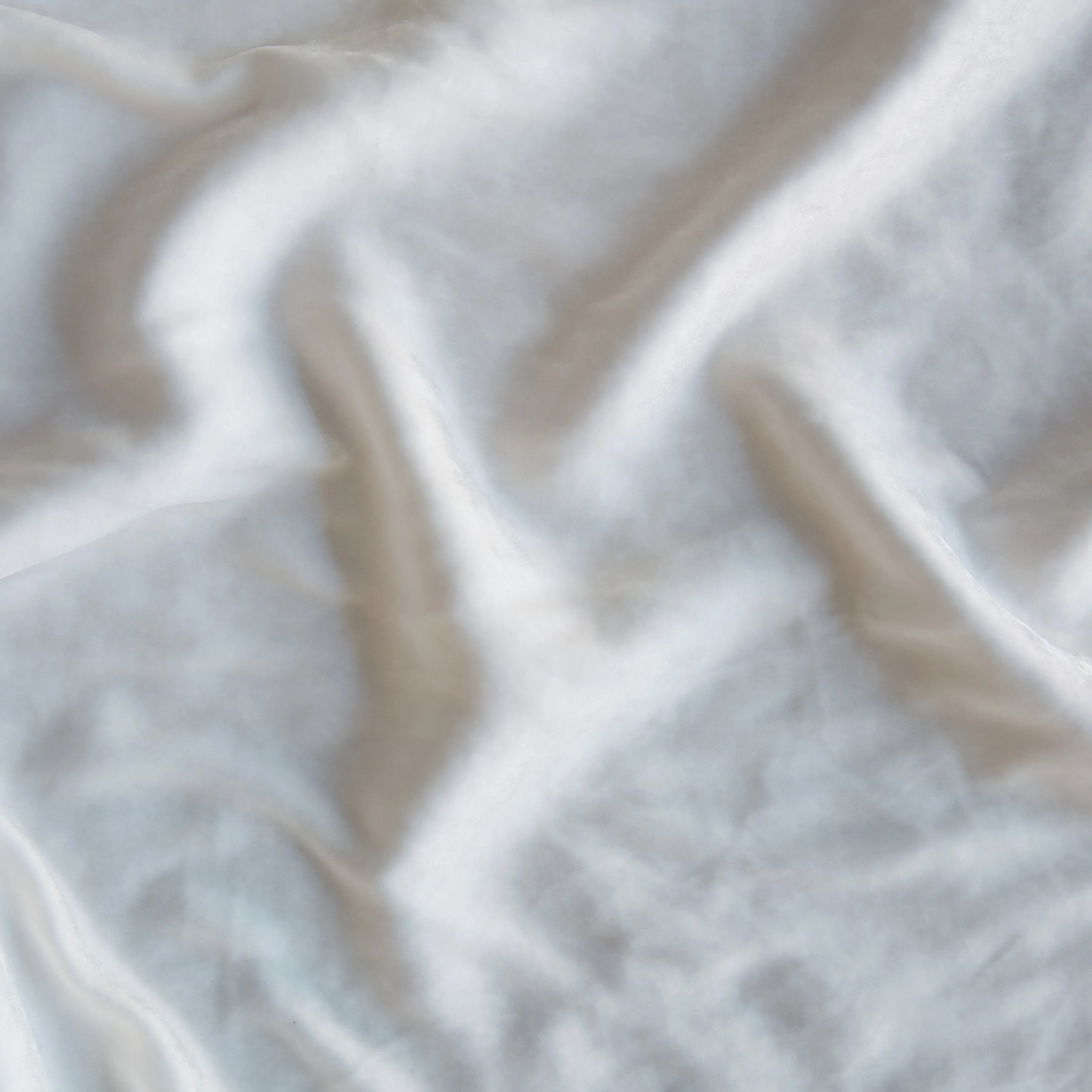 Winter White: A close up of silk velvet in winter white, softer and warmer in tone than classic white.