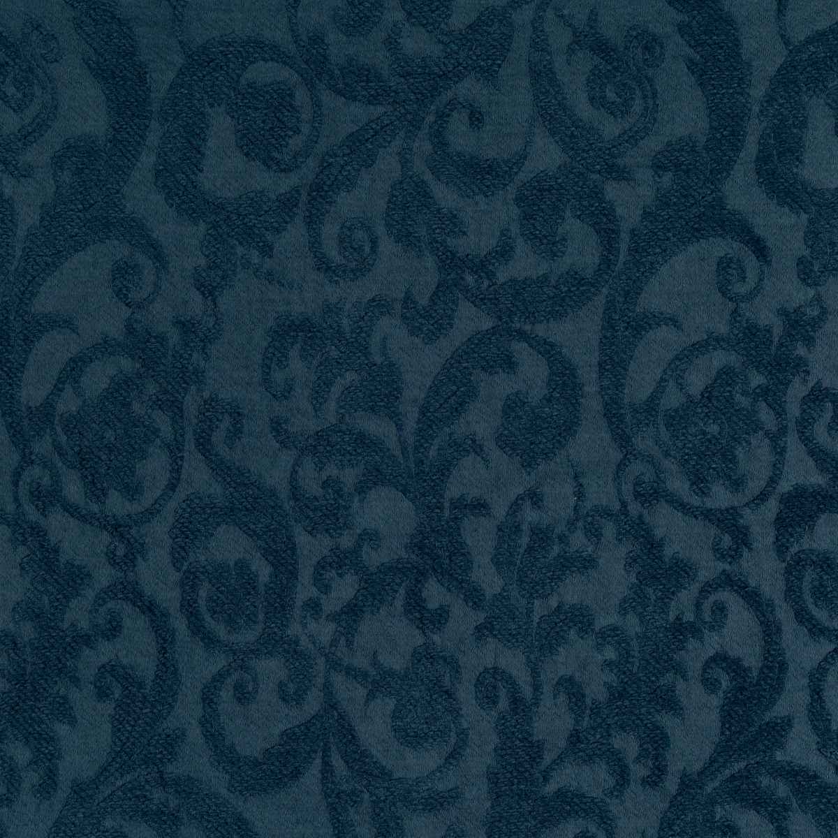 Midnight: A close up of Adele fabric in midnight, a rich indigo tone.