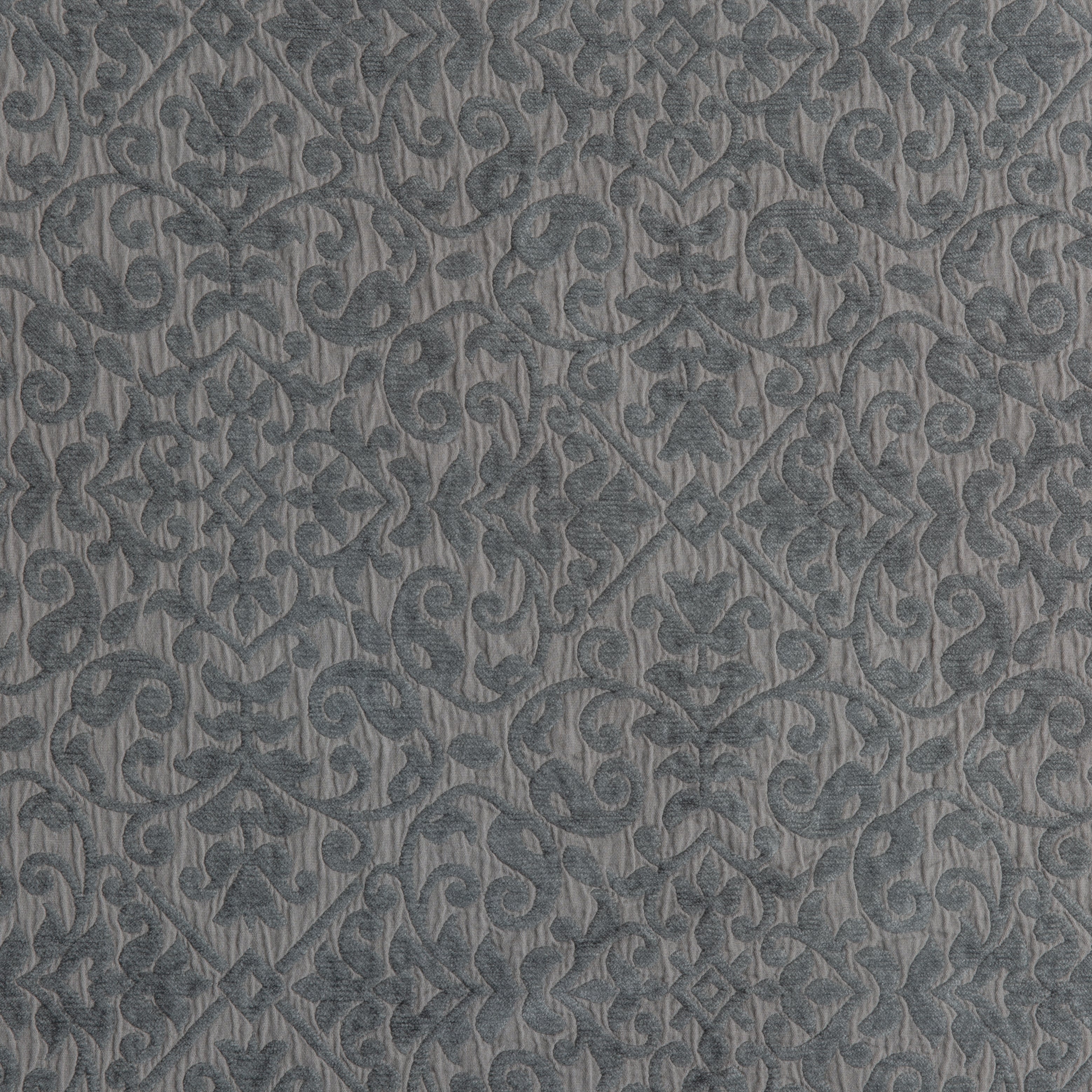 Fog: A close up of cotton chenille fabric in fog, a neutral-warm, soft mid-tone grey.