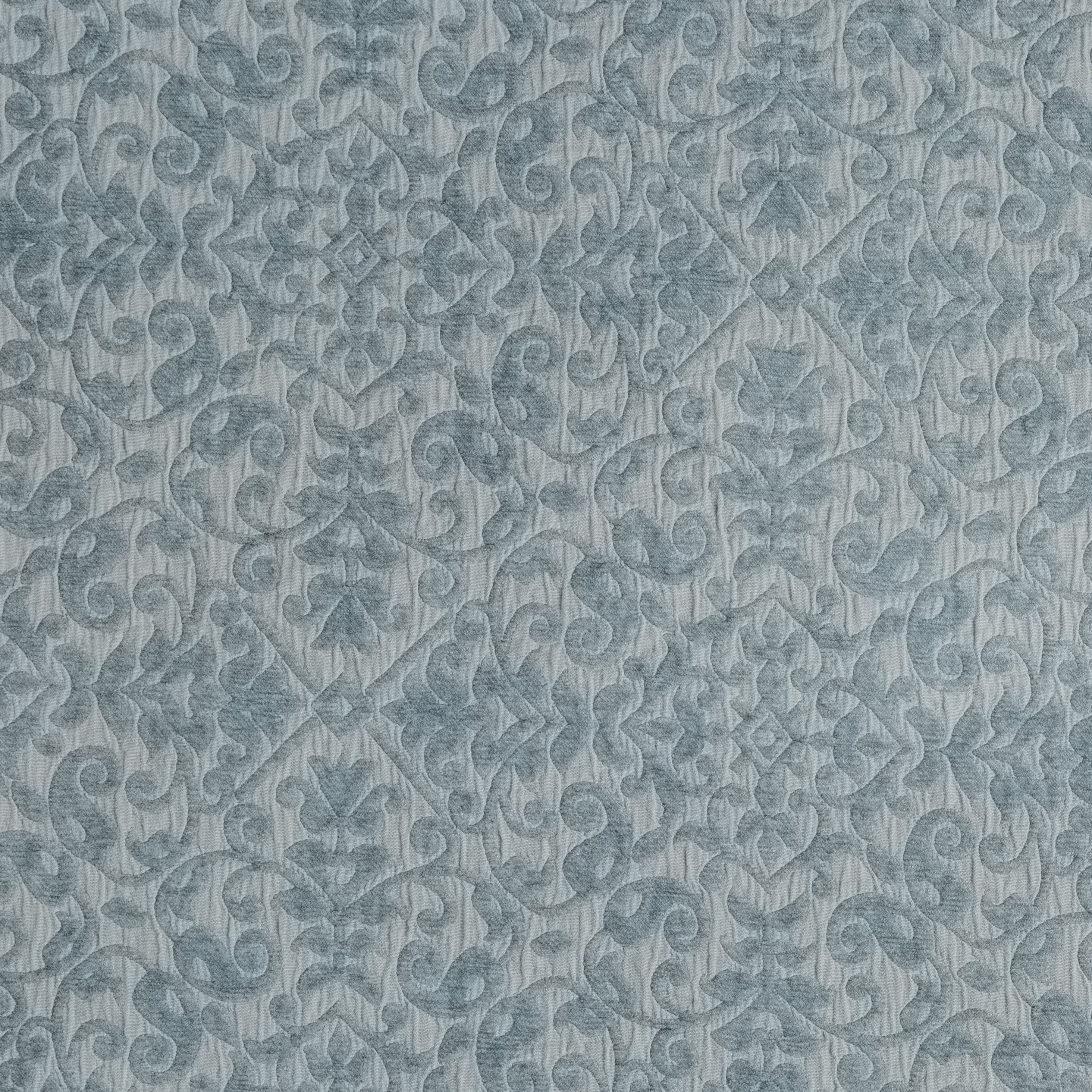 Mineral: A close up of cotton chenille fabric in mineral, a soothing seafoam blue with subtle grey-green undertones.