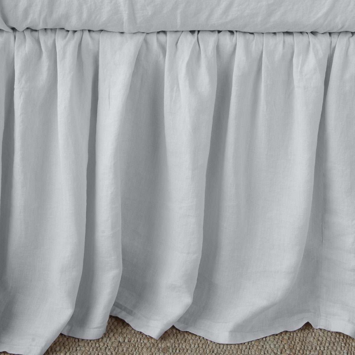 Sterling: Close-up of bed skirt, featuring its softly gathered design.